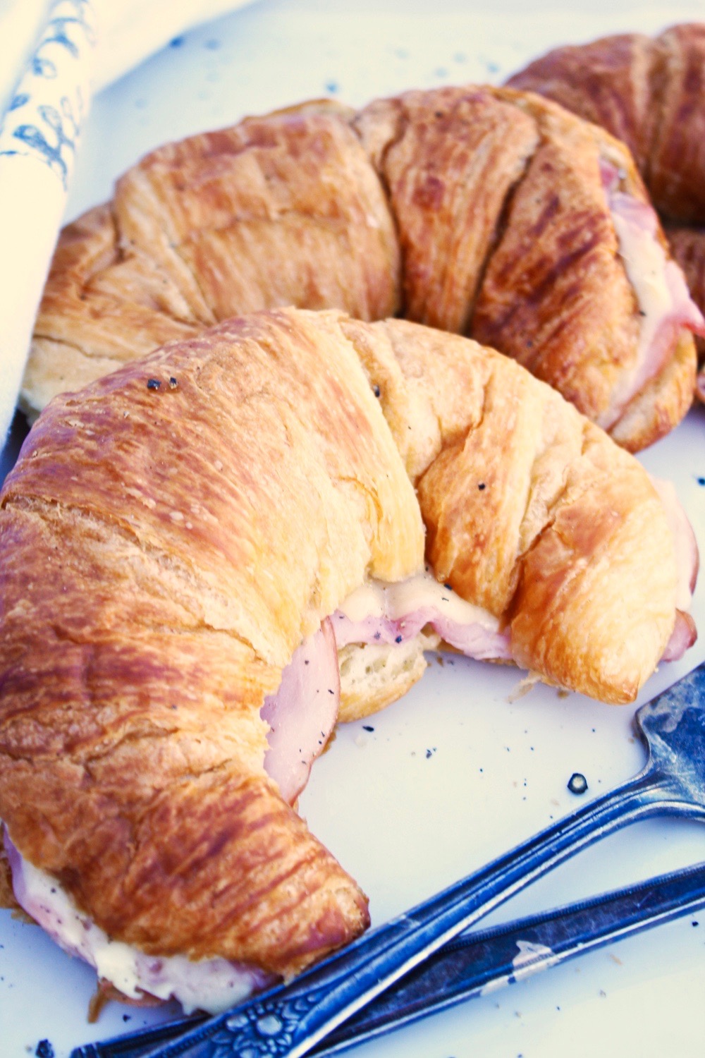 Baked Ham and Swiss Croissants with Honey Mustard Sauce